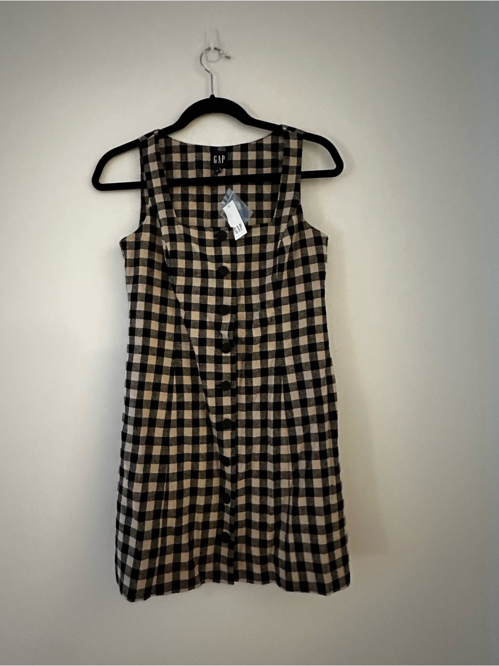 NWT Gingham Linen Mini Dress - Picture 2 of 4